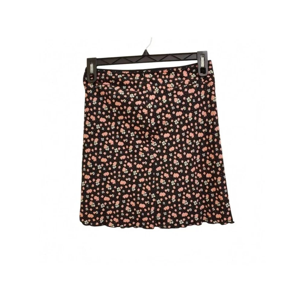 Free People Black and Pink A-Line Mini Skirt